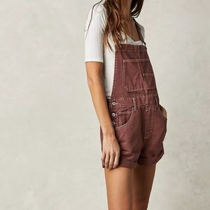 We the Free Ziggy Shortalls from Free People. Color Mauve, size Large.